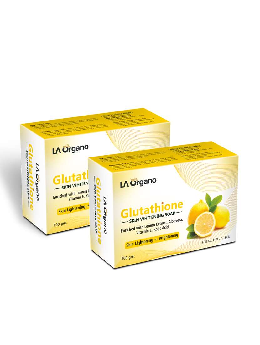 la organo glutathione lemon skin lightening & brightening soap for all skin type (100gm) pack of 2