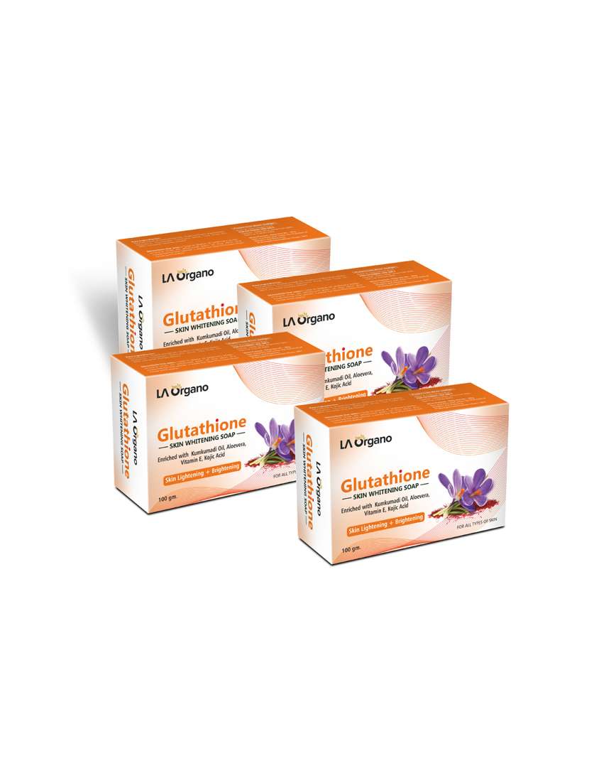 la organo glutathione lemon skin lightening & brightening soap for all skin type (100gm) pack of 4