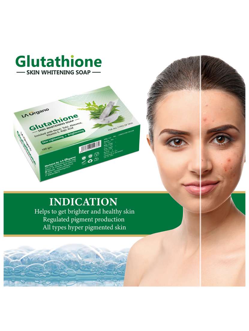la organo glutathione neem & tulsi skin lightening & brightening soap for all skin type (100gm) pack of 5 - 17098898 -  Standard Image - 1