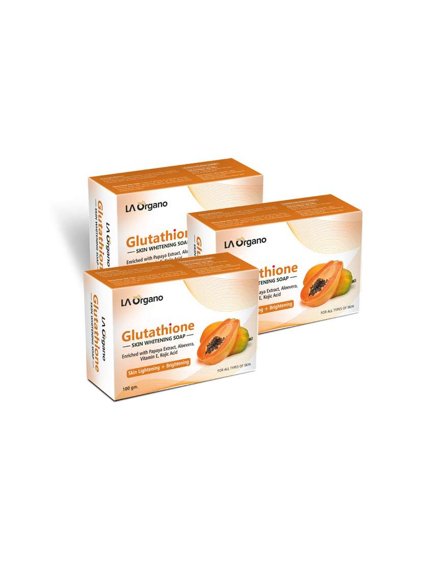 la organo glutathione papaya skin lightening & brightening soap for all skin type (100gm) pack of 3