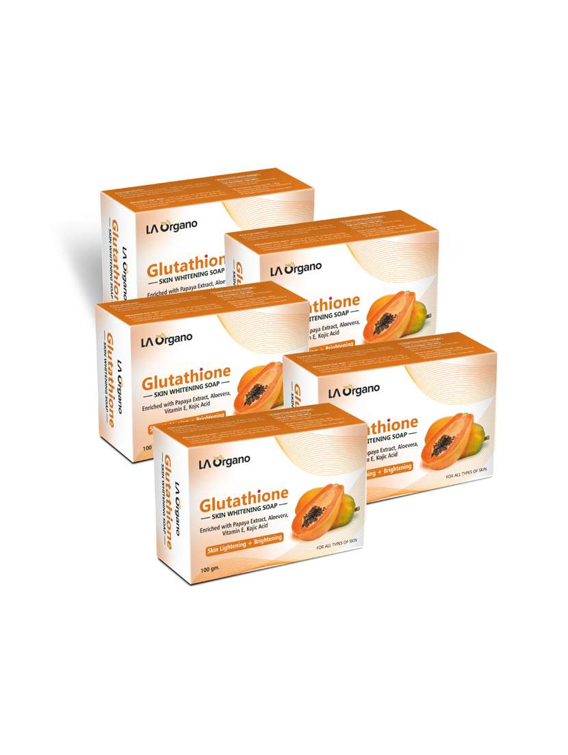 la organo glutathione papaya skin lightening & brightening soap for all skin type (100gm) pack of 5