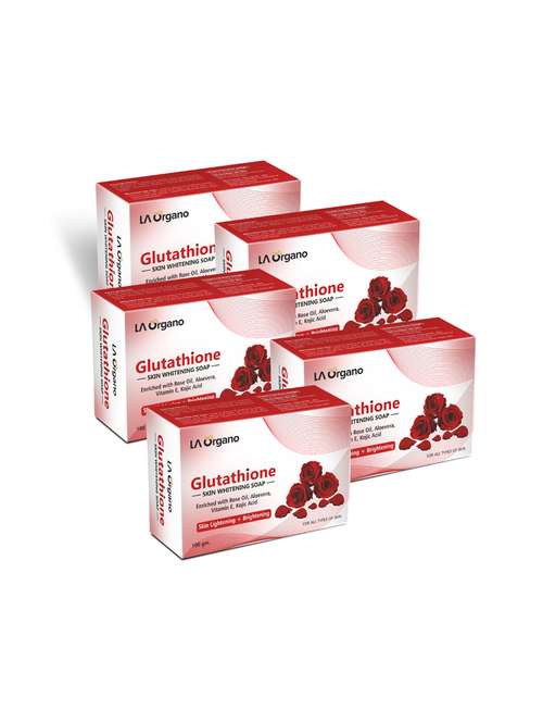 la organo glutathione rose skin lightening & brightening soap for all skin type (100gm) pack of 5