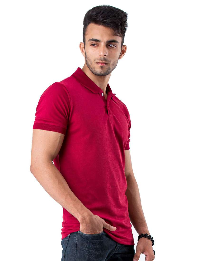 maroon solid polo t-shirt - 17099003 -  Standard Image - 1