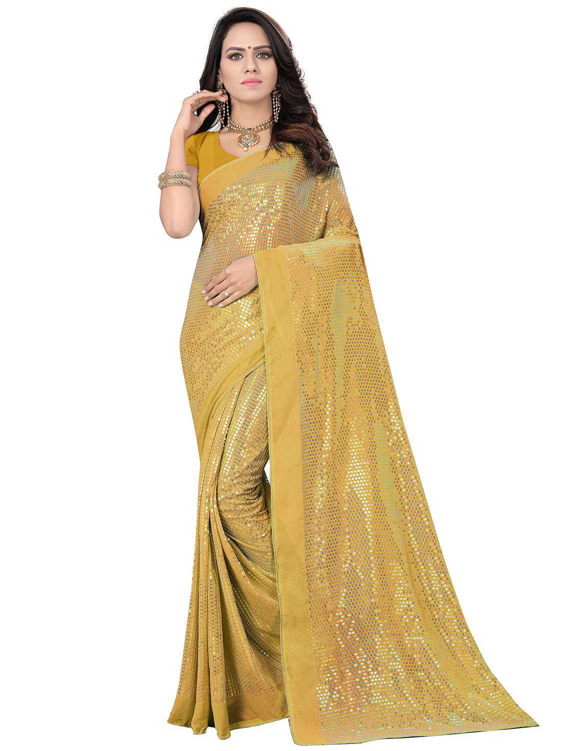 sequin embellished saree with blouse