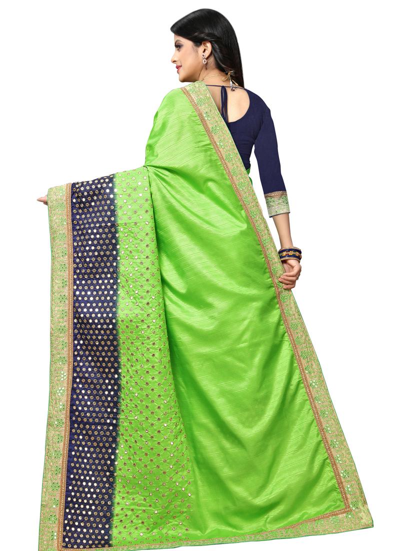 contrast embroidered saree with blouse - 17100478 - Standard Image - 1