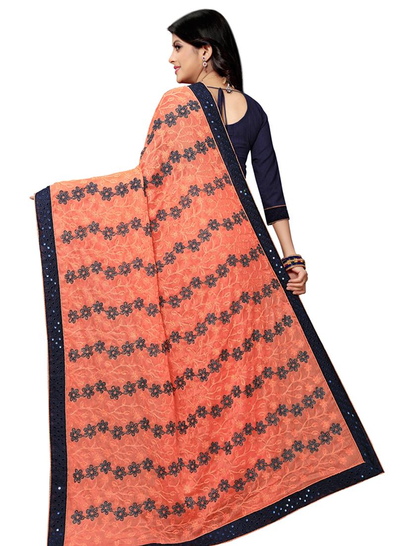 bordered embroidered saree with blouse - 17100484 - Standard Image - 1