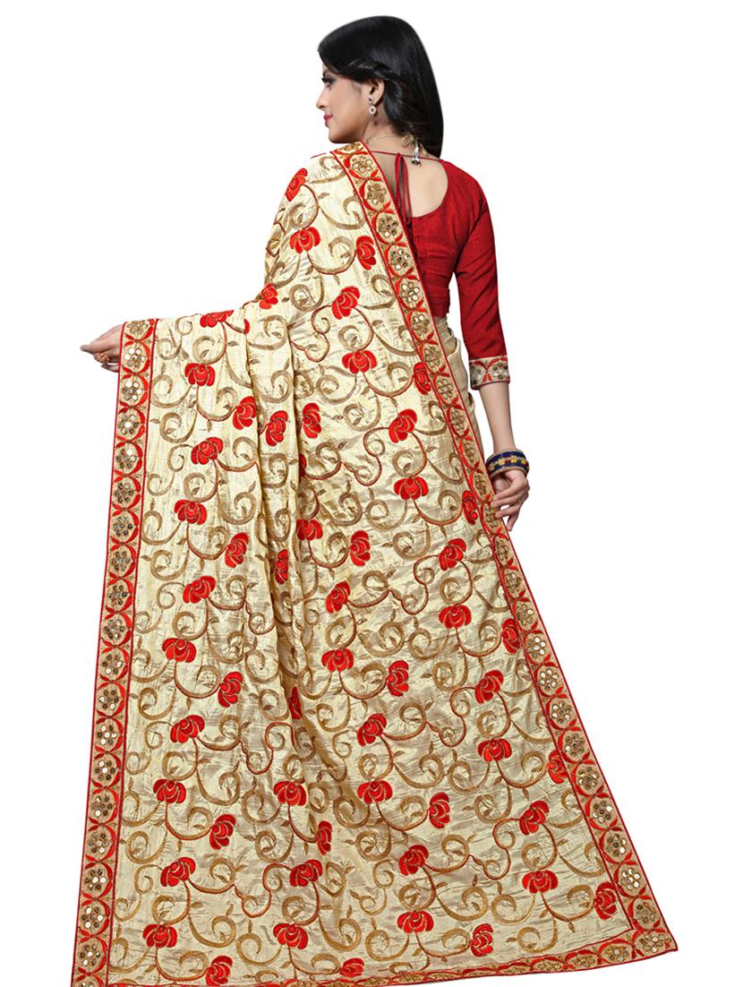 bordered embroidered saree with blouse - 17100490 - Standard Image - 1