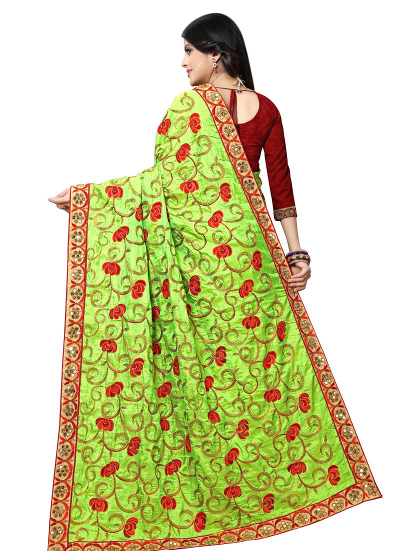 bordered embroidered saree with blouse - 17100492 - Standard Image - 1