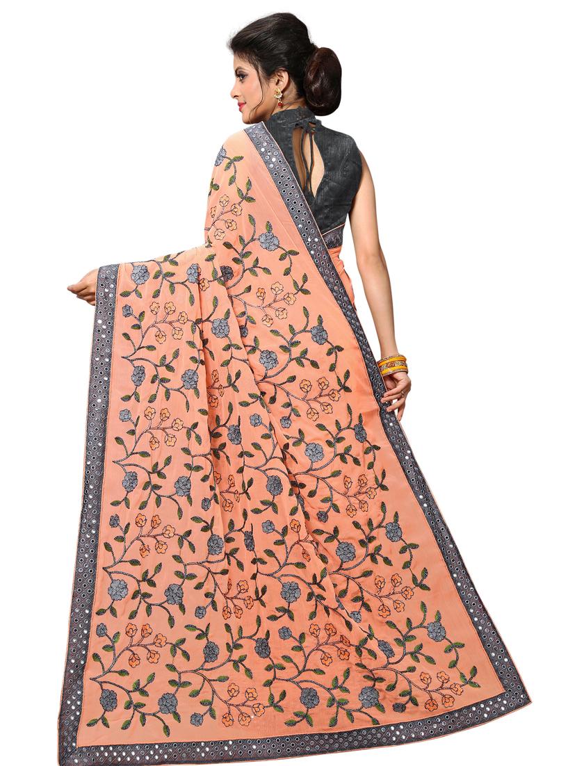 bordered embroidered saree with blouse - 17100506 - Standard Image - 1