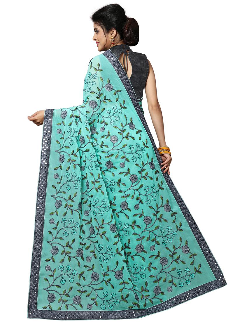 bordered embroidered saree with blouse - 17100509 -  Standard Image - 1