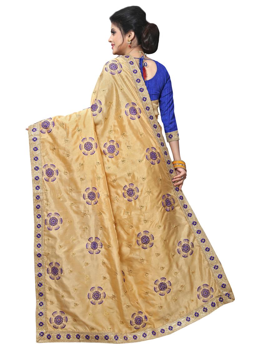 pastel embroidered saree with blouse - 17100527 - Standard Image - 1