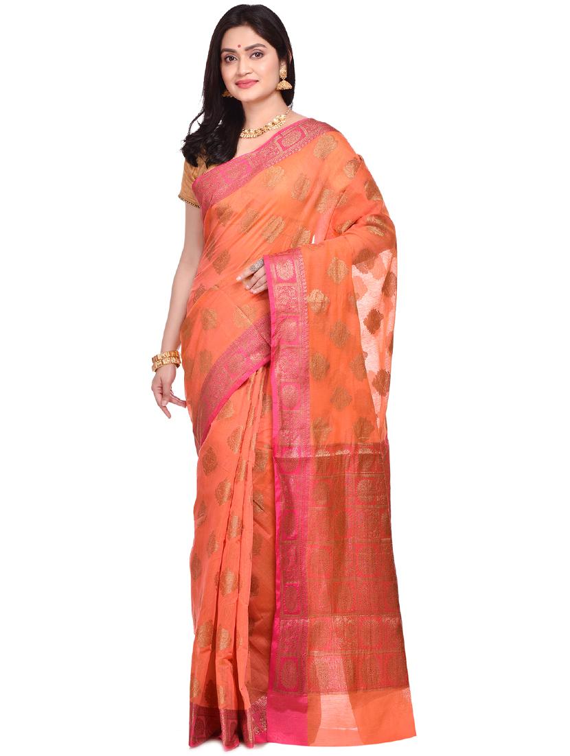 self design banarasi saree with blouse - 17100931 - Zoom Image - 0