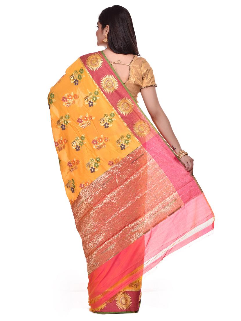 floral banarasi saree with blouse - 17100936 - Standard Image - 1