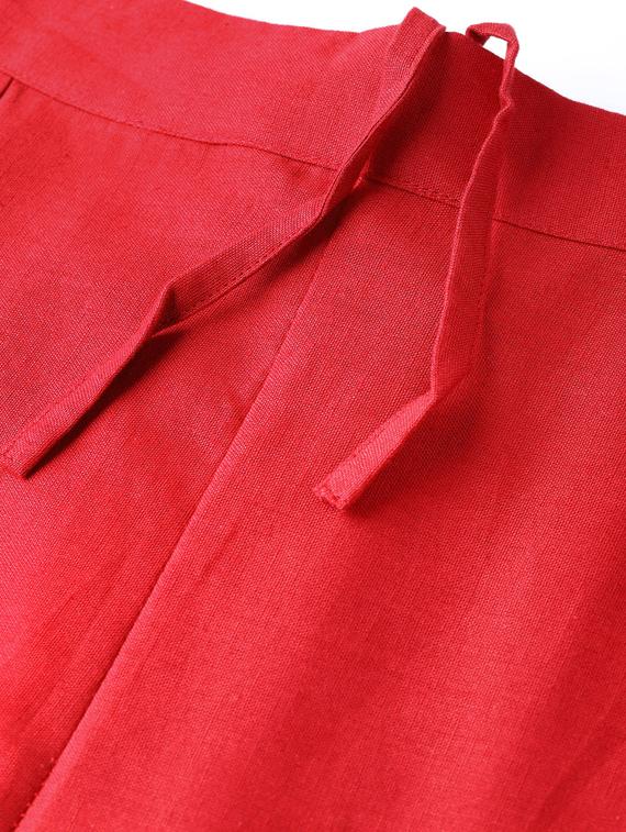 red cotton straight tapered pant - 17101889 - Standard Image - 4