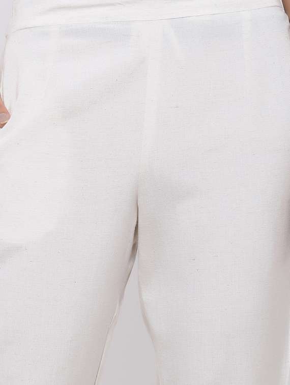 white rayon straight tapered pant - 17101892 -  Standard Image - 4