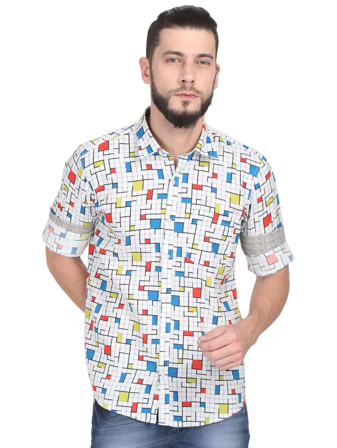 white checkered casual shirt