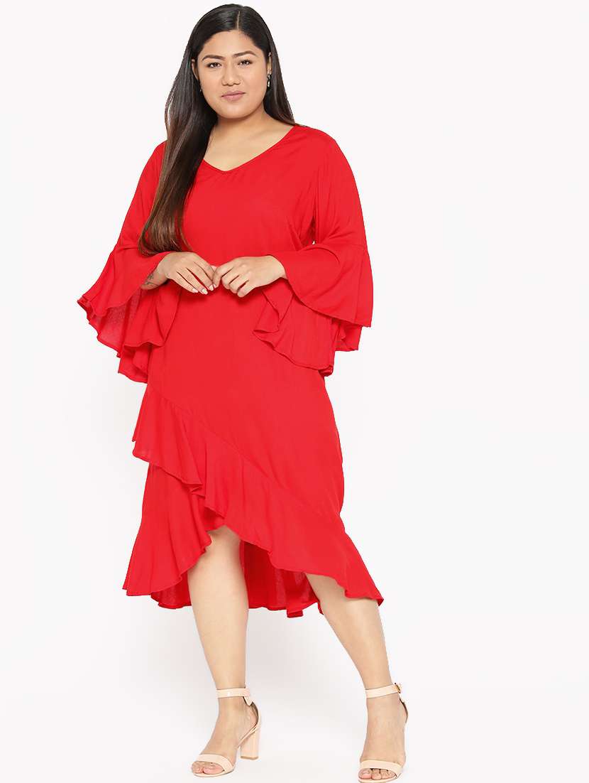 women's asymmetric solid dress