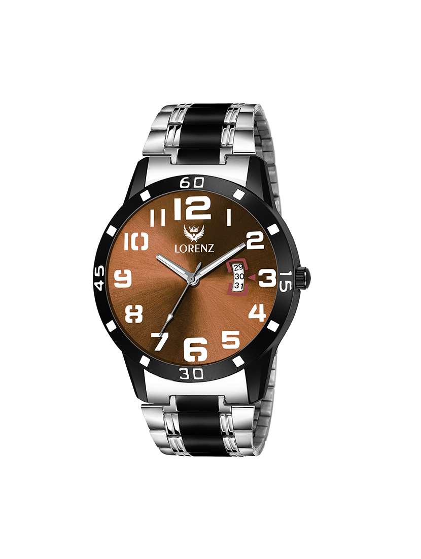 lorenz two tone chain & brown dial watch for men | watch for boys | mk-3055k