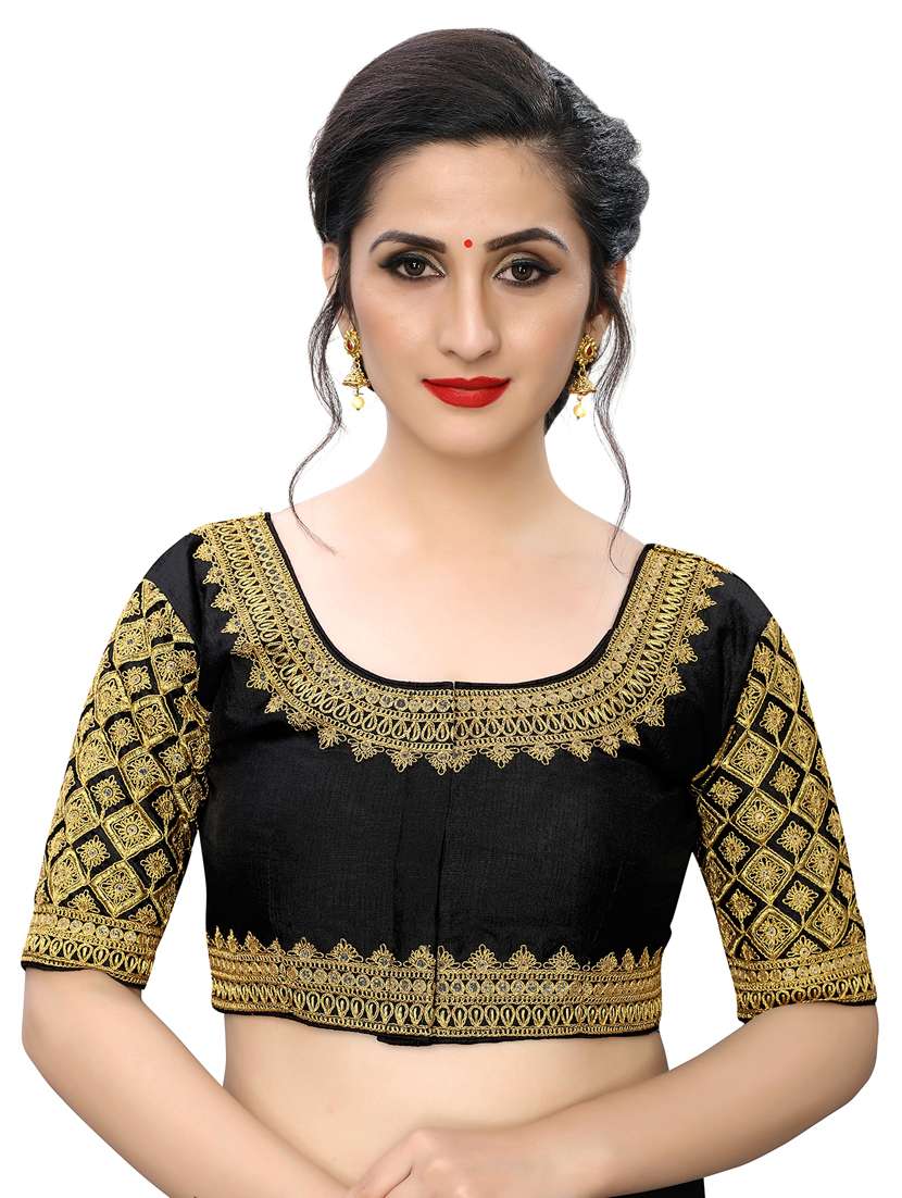 black art silk embroidered blouse