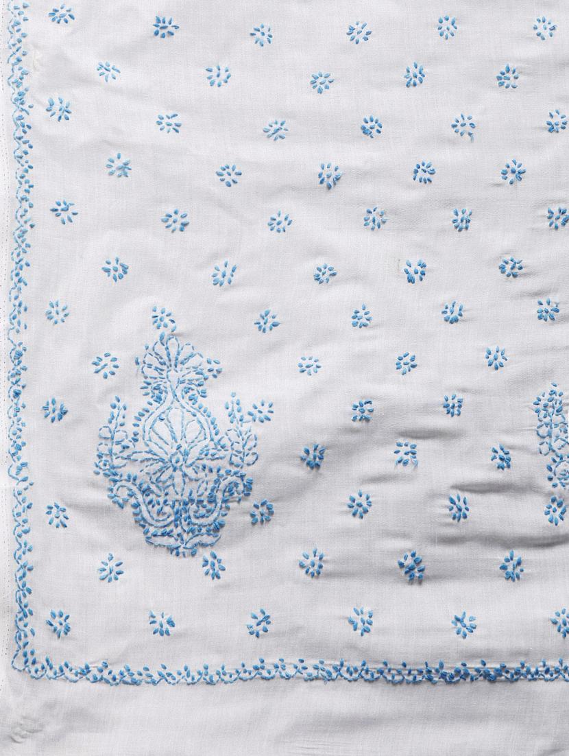 solid chikankari saree with blouse - 17105863 - Standard Image - 4