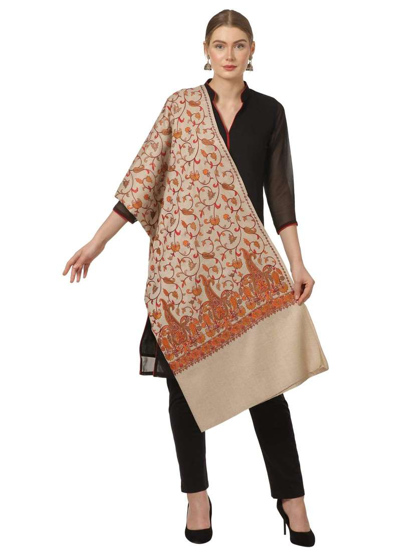 beige wool blend shawl