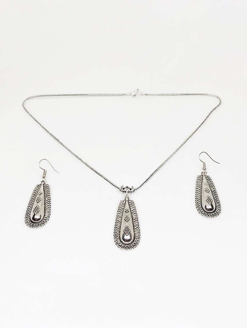 german silver pendant with matching earrings