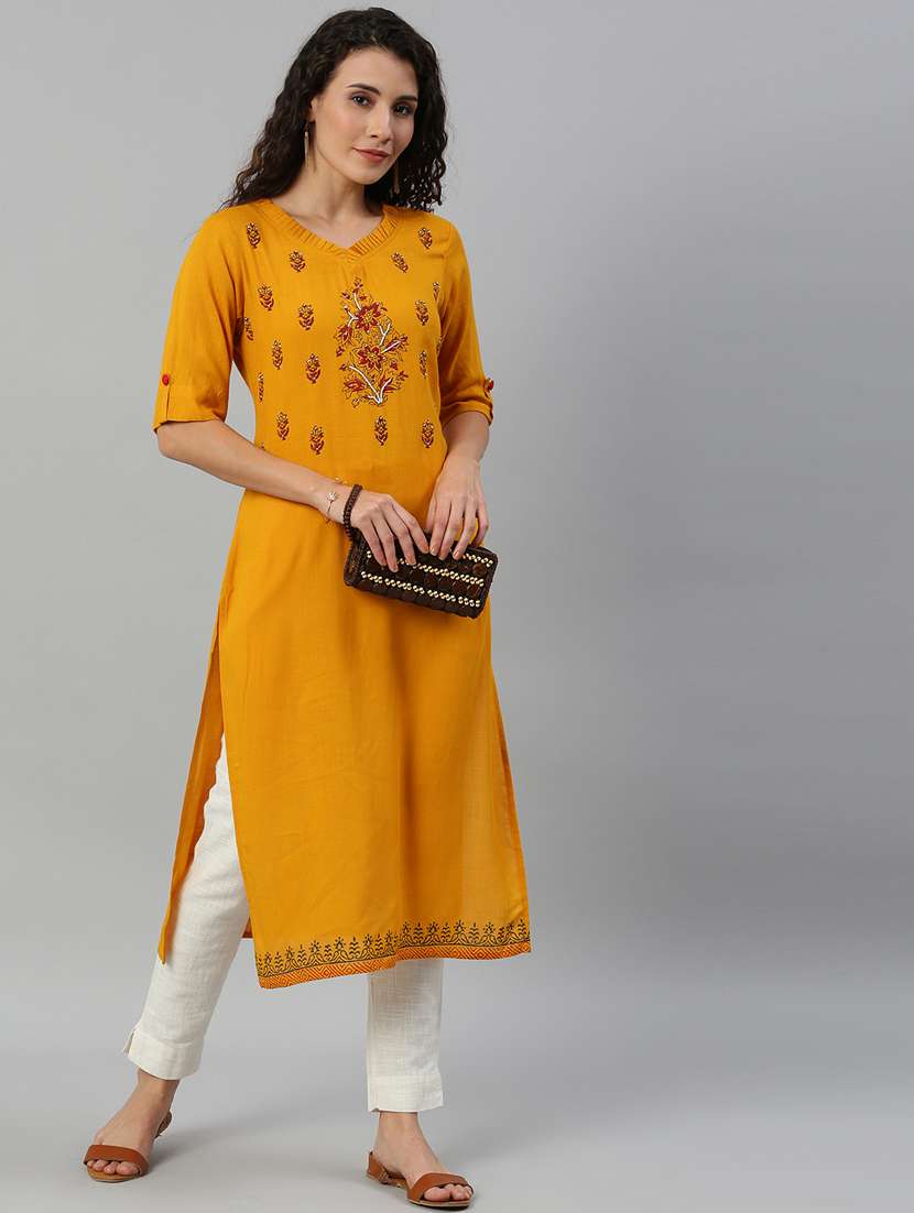 printed straight kurta