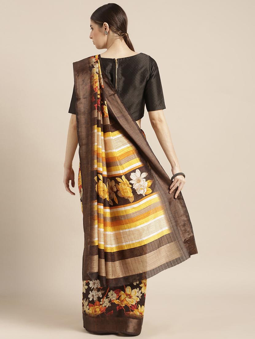 floral printed saree with blouse - 17108990 - Standard Image - 1