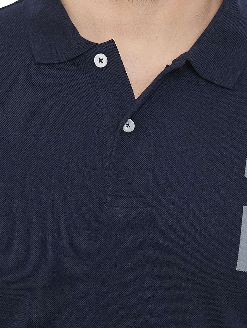 navy blue printed polo t-shirt - 17115708 - Standard Image - 4