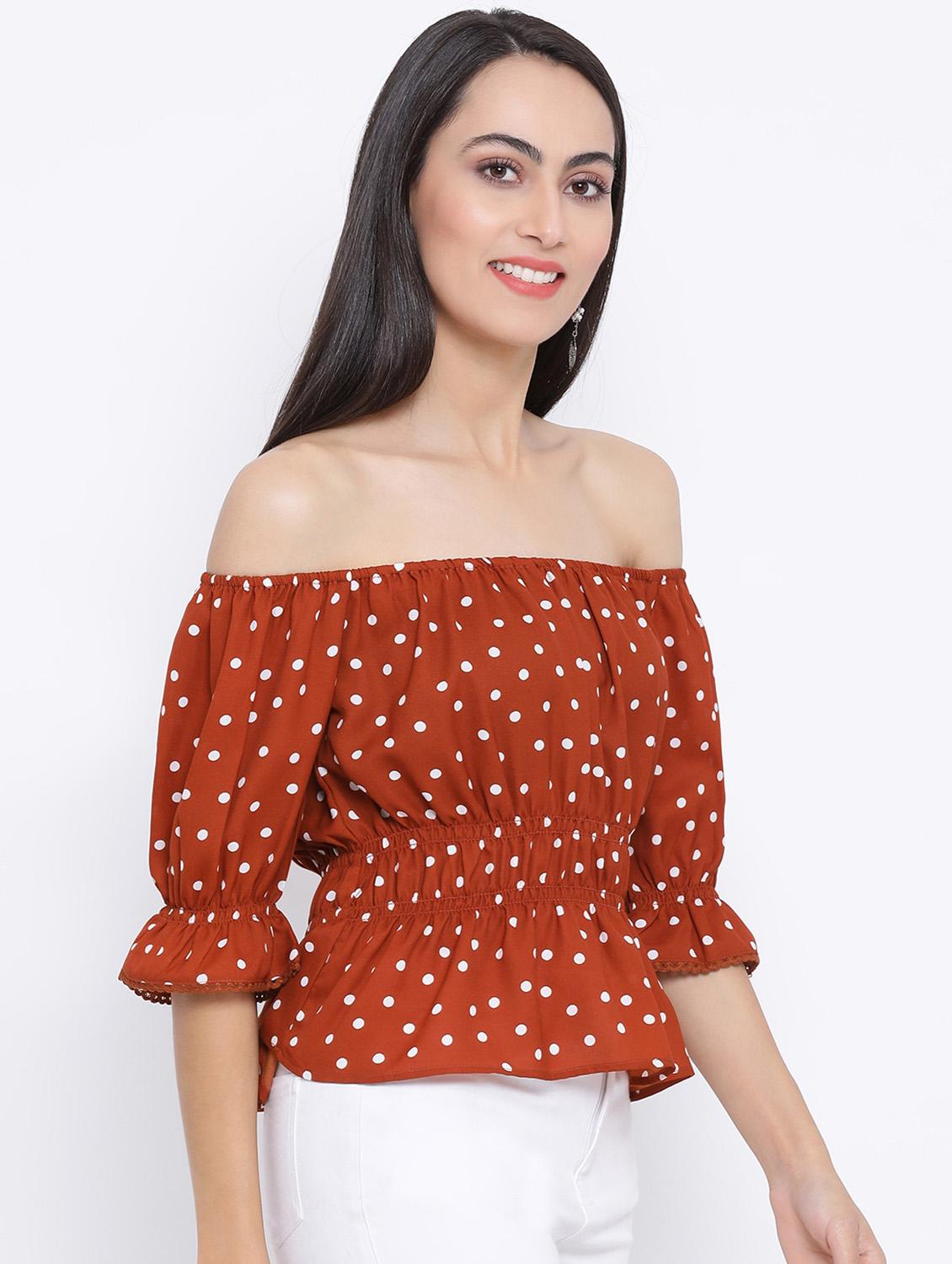 off shoulder peplum top - 17116495 - Standard Image - 1