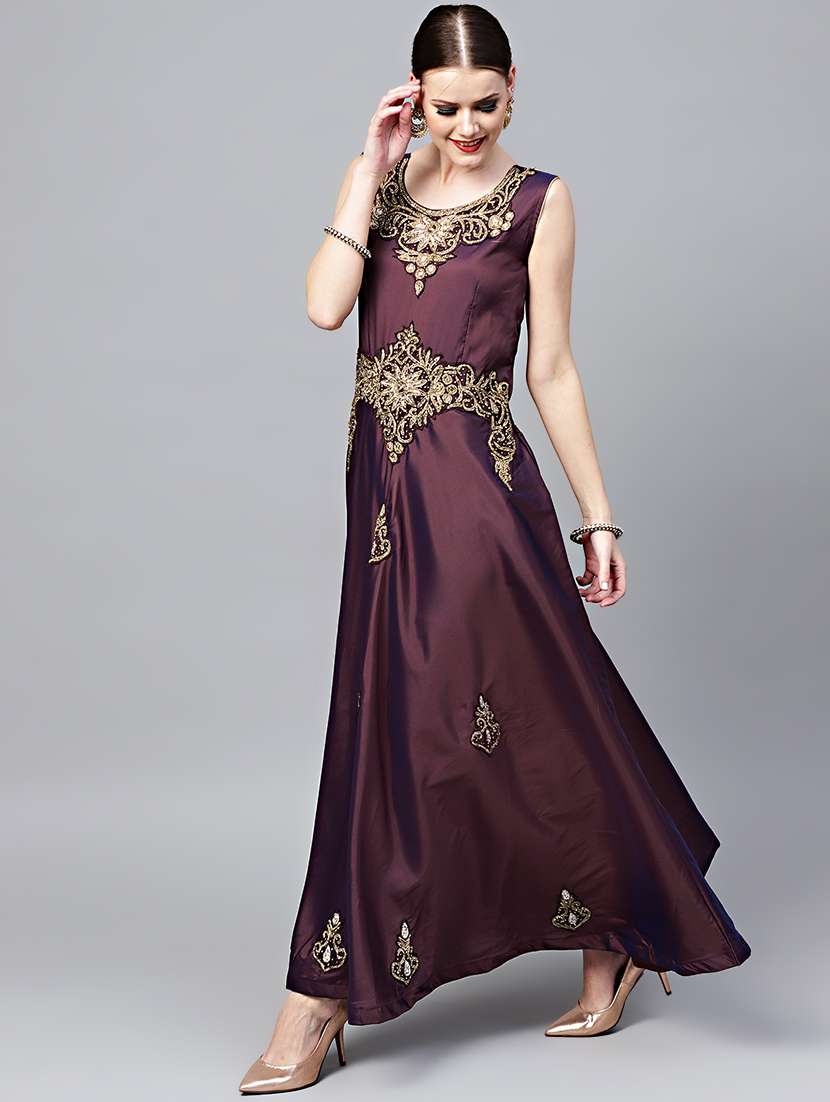 embellished a-line gown - 17117998 - Standard Image - 1
