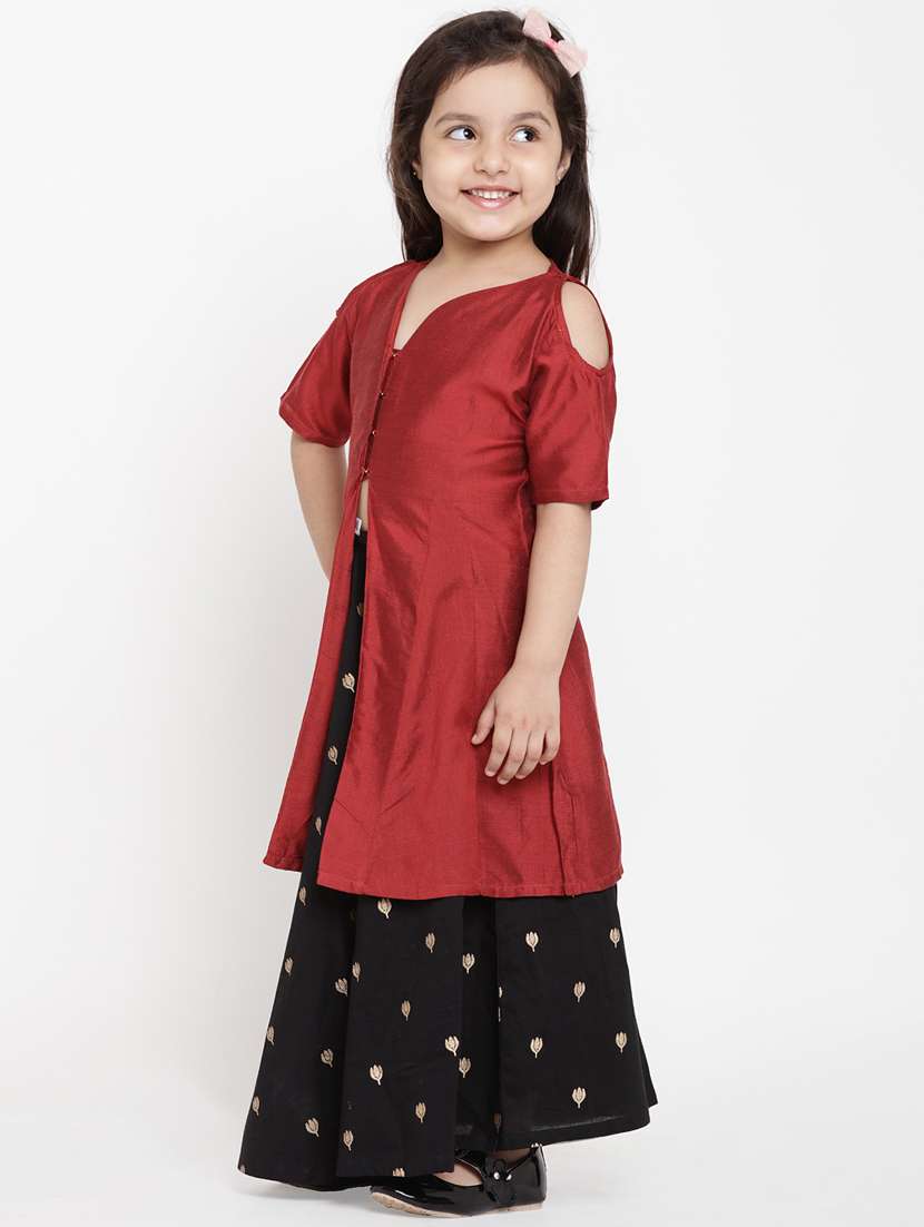 red cotton kurta suit set - 17120429 - Standard Image - 1