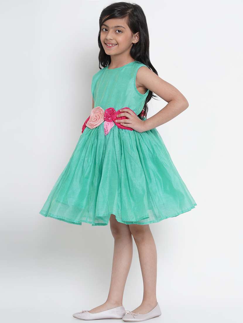green cotton blend frock - 17120454 - Standard Image - 1