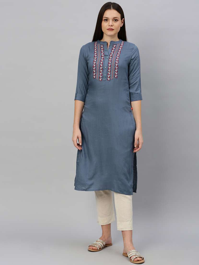 embroidered straight kurta