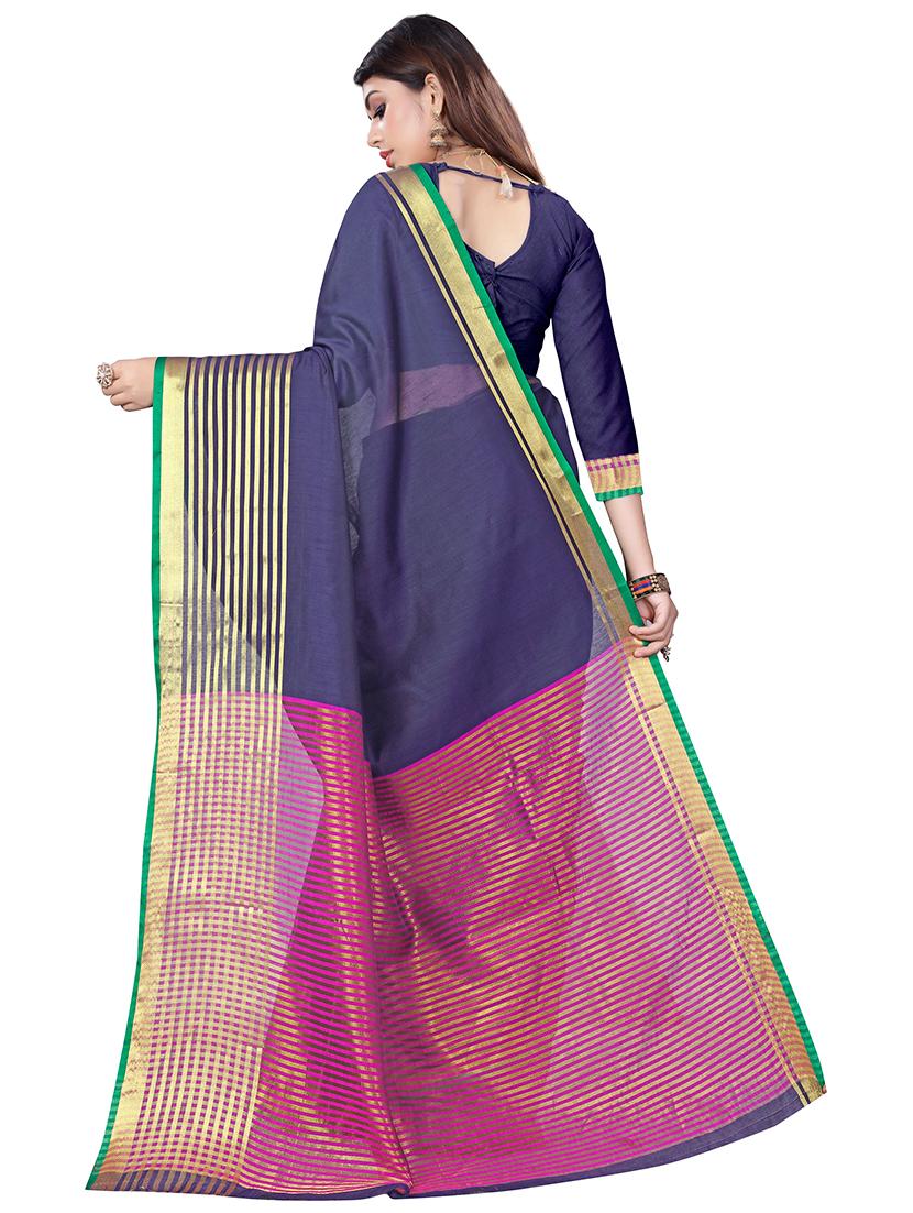 bordered woven saree with blouse - 17123671 -  Standard Image - 1