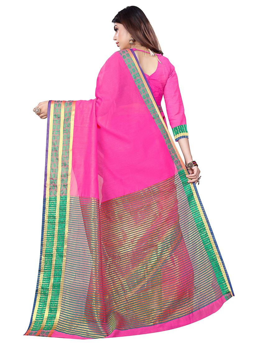 bordered woven saree with blouse - 17123673 - Standard Image - 1