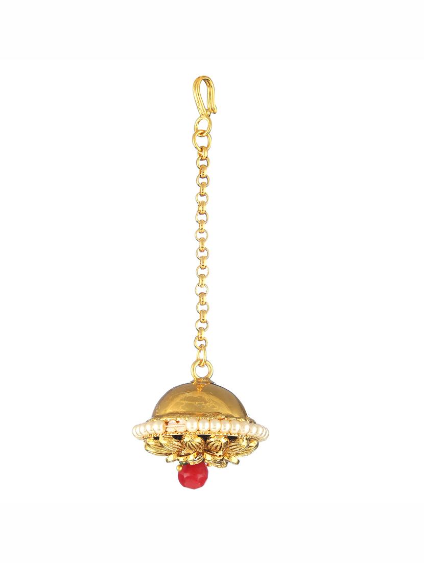 gold metal maang teekas & passa - 17124497 -  Standard Image - 1