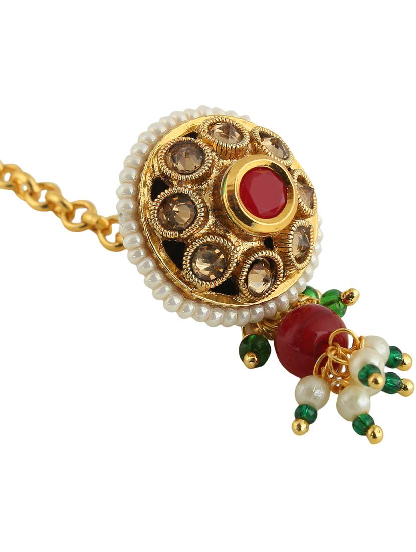 gold metal maang teekas & passa - 17124500 -  Standard Image - 1