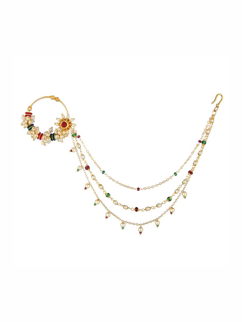 multi colored metal naath nose pin