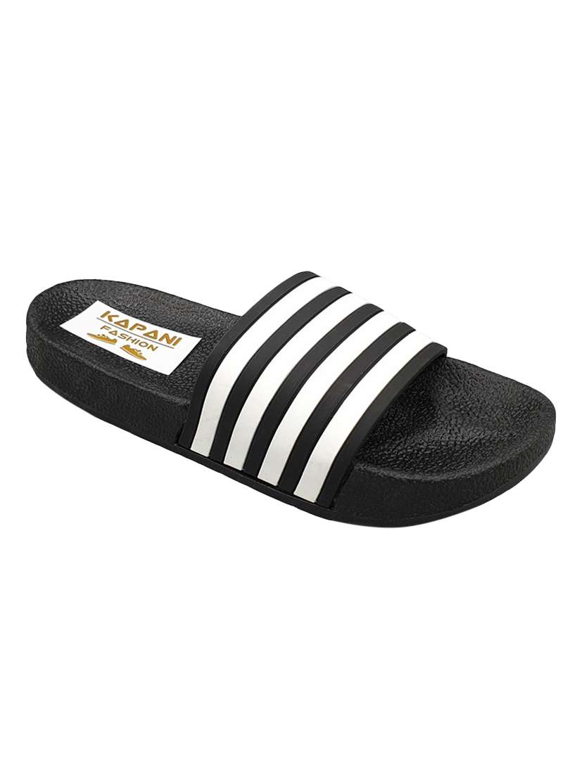 black rubber slip on flip flops - 17126146 -  Standard Image - 1
