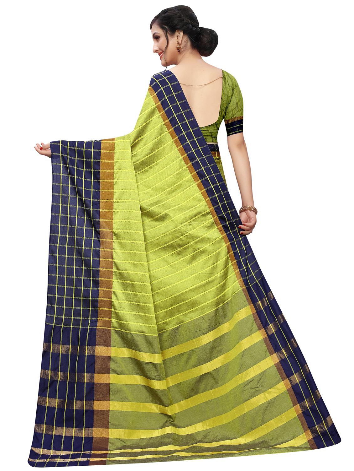 checkered bordered saree with blouse - 17126401 - Standard Image - 1