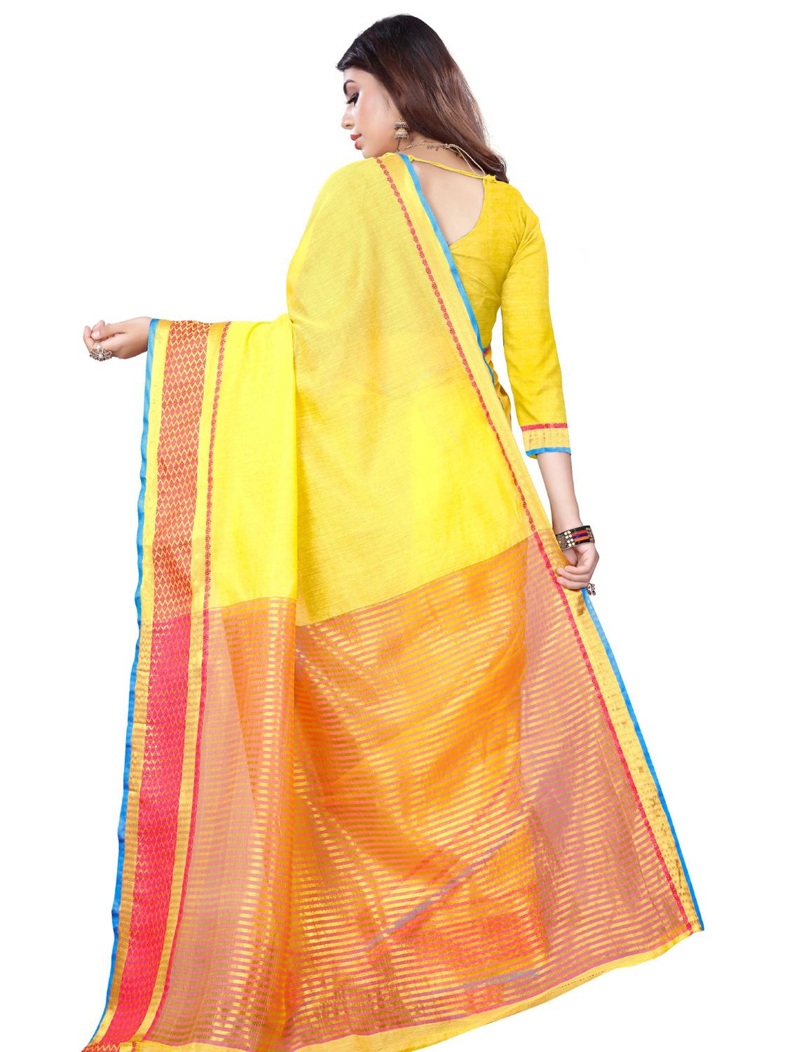solid woven saree with blouse - 17127266 - Standard Image - 1