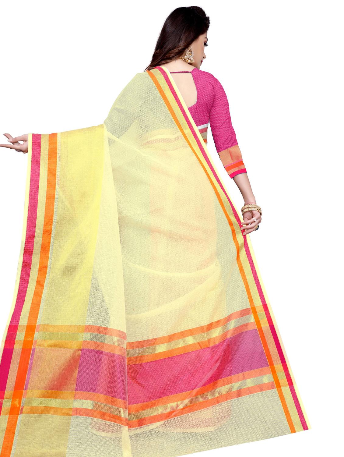 solid woven saree with blouse - 17127281 - Standard Image - 1