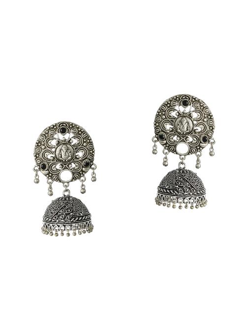 silver tone silver plated jhumka earring - 17130215 -  Standard Image - 0