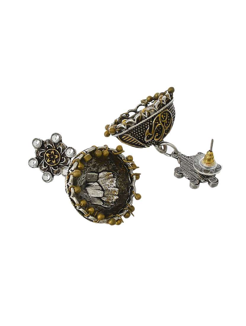 gold silver tone silver plated jhumka earring - 17130227 -  Standard Image - 1