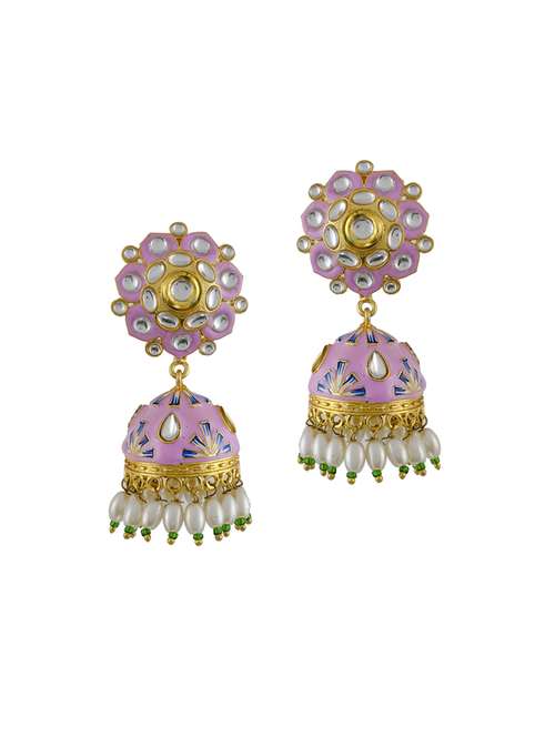 purple brass jhumka earring - 17133419 -  Standard Image - 0