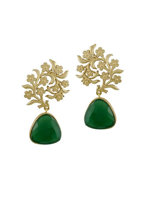 green brass drop earring - 17133427 - Standard Image - 0
