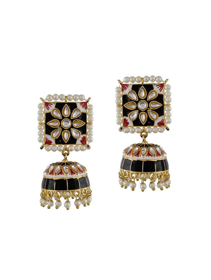 black gold plated jhumka earring
