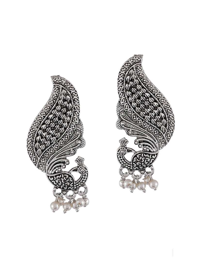 silver tone silver plated drop earring - 17133516 - Zoom Image - 0