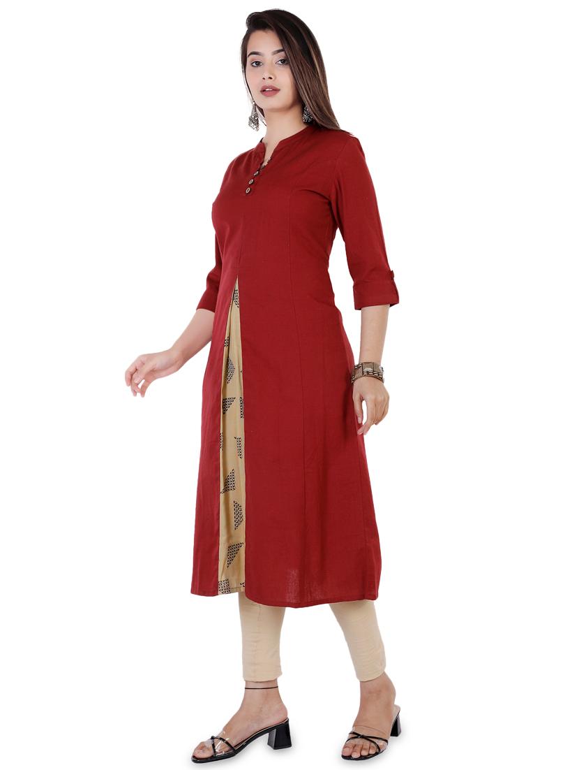 solid a-line kurta - 17136244 -  Standard Image - 1